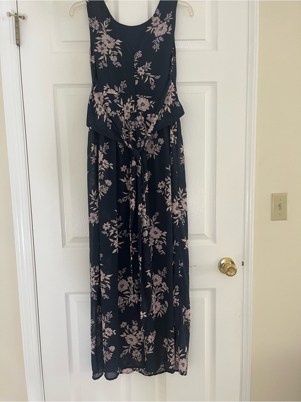 APRICOT Navy Dress with Dusty Pink Floral Print